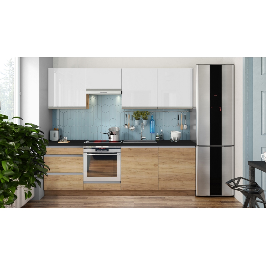 Kitchen unit MARINA 240 cm Craft Oak/high-gloss white