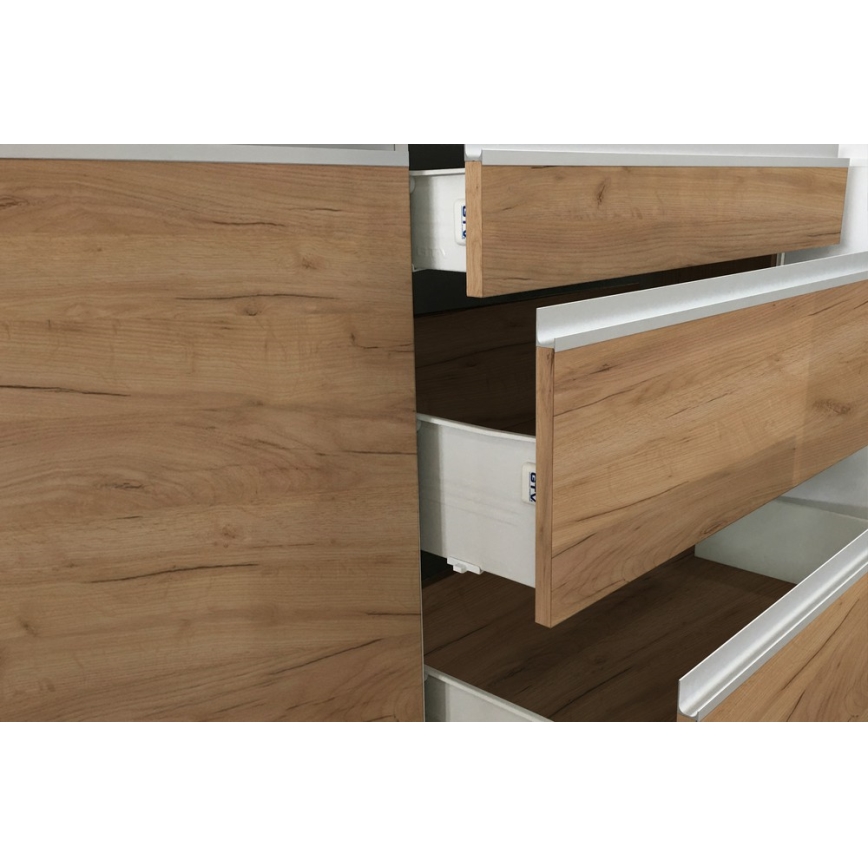 Kitchen unit MARINA 240 cm Craft Oak/high-gloss white