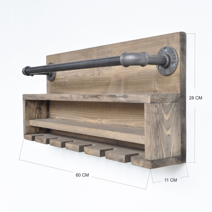 Kitchen wall shelf BORU 28x60 cm spruce/pine