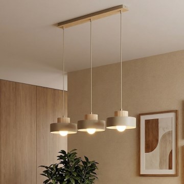 KIVI cable-hung pendant light, 3xE27/15W/230V, beige