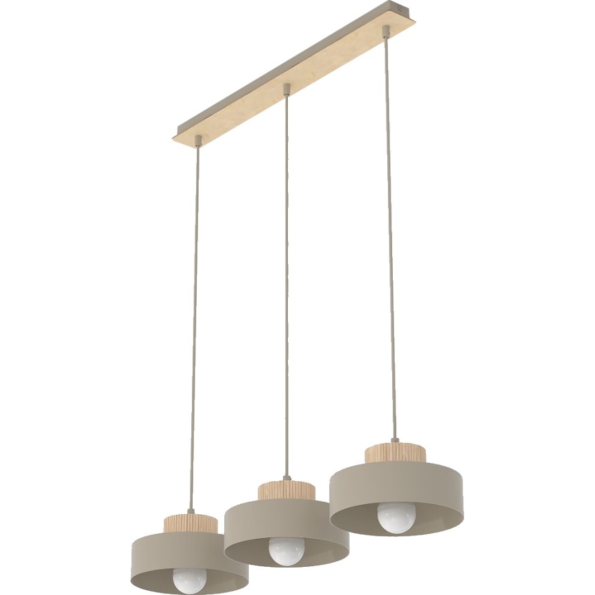 KIVI cable-hung pendant light, 3xE27/15W/230V, beige