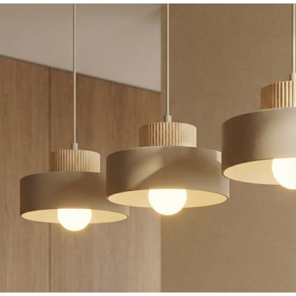 KIVI cable-hung pendant light, 3xE27/15W/230V, beige