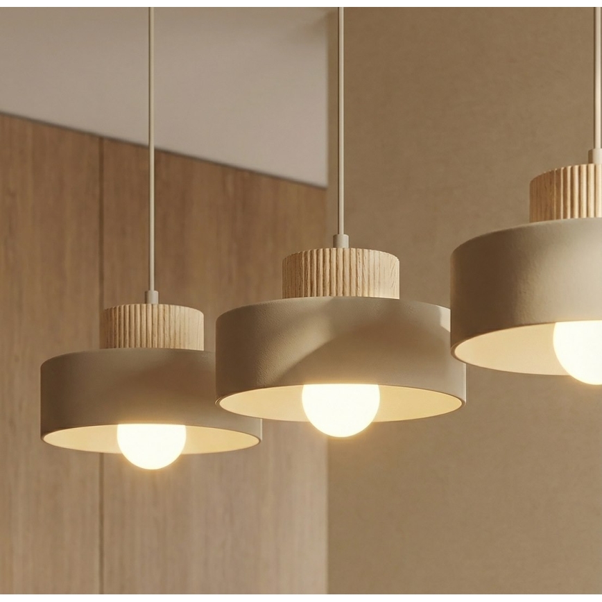 KIVI cable-hung pendant light, 3xE27/15W/230V, beige