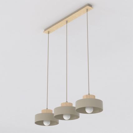 KIVI cable-hung pendant light, 3xE27/15W/230V, beige