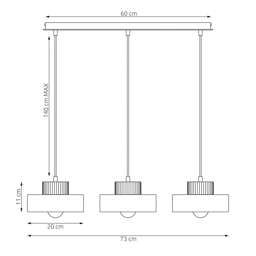 KIVI cable-hung pendant light, 3xE27/15W/230V, beige