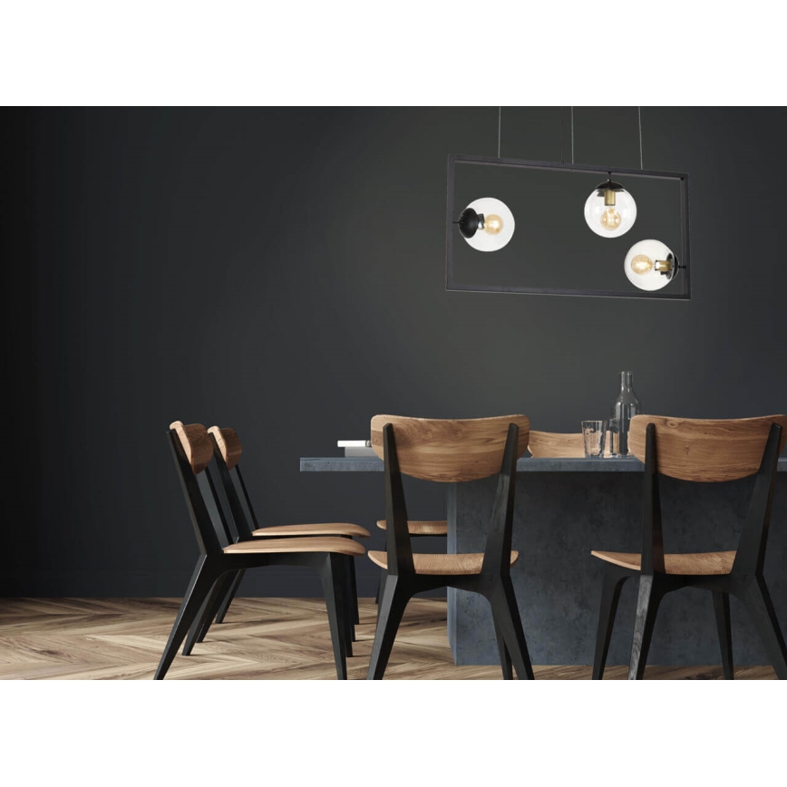 Chandelier on a string REY 3xE27/7W/230V black