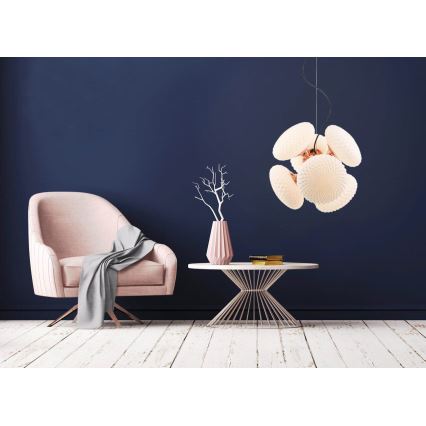 Chandelier on a string STELLAR 6xG9/4W/230V rose gold