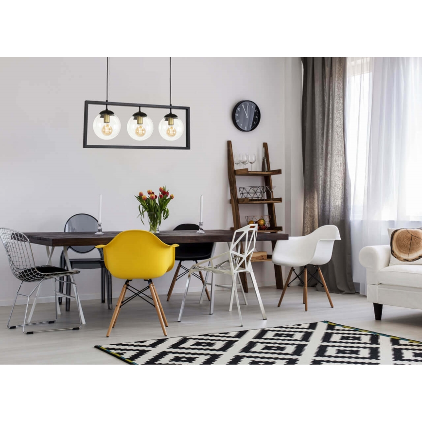 Chandelier on a string REY 3xE27/7W/230V black