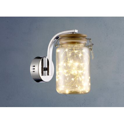 LED Wall lamp SHOCK LED/5W/230V shiny chrome/wood