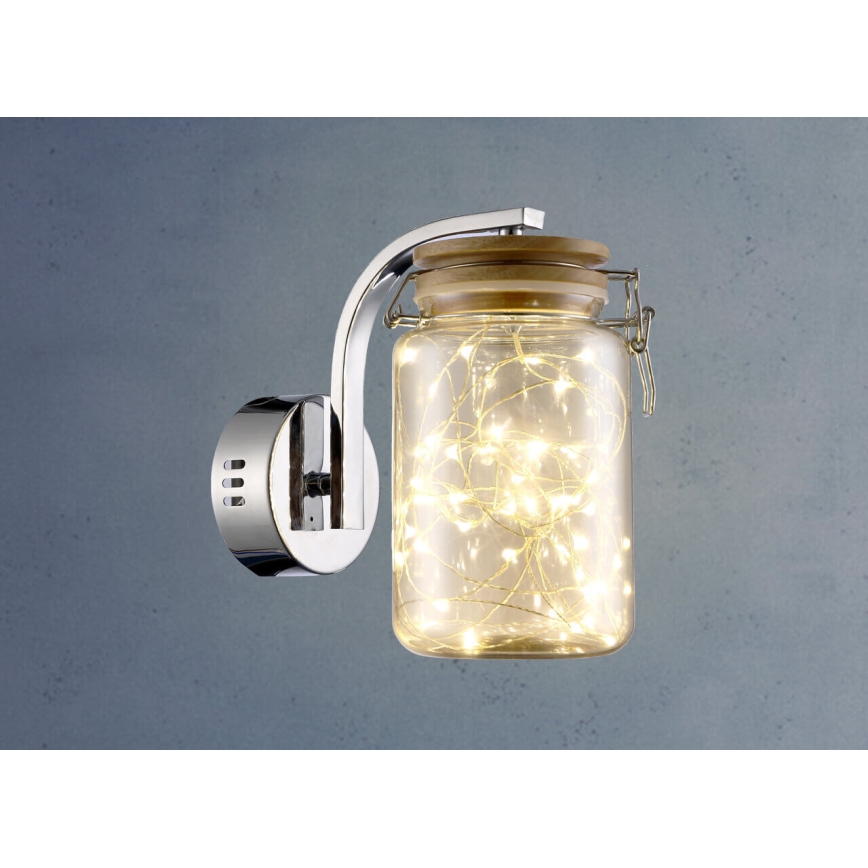 LED Wall lamp SHOCK LED/5W/230V shiny chrome/wood