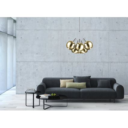 LED Chandelier on a string BALLS 6xLED/5W230V gold/matte chrome