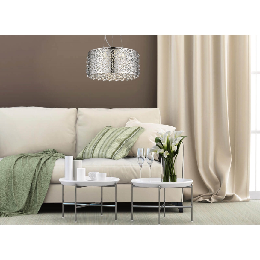 LED Dimmable crystal chandelier on a string FOREST 5xLED/5W/230V matte chrome
