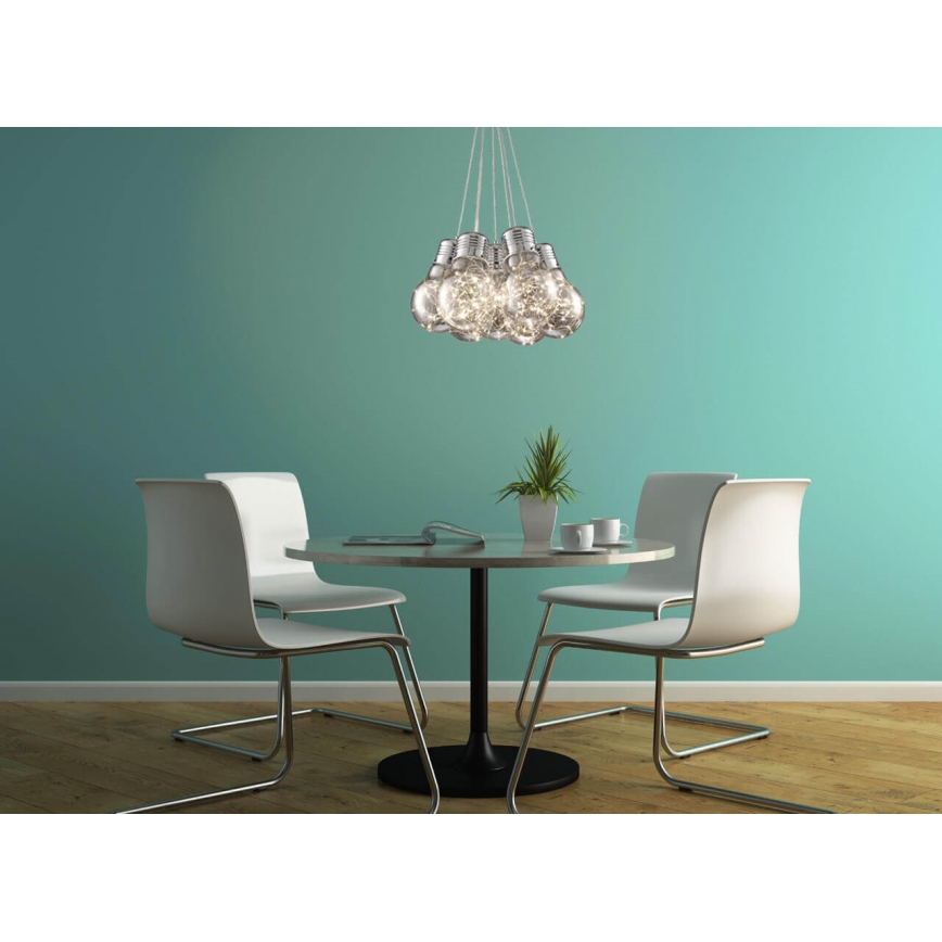 LED Chandelier on a string BULBS LED/30W/230V shiny chrome