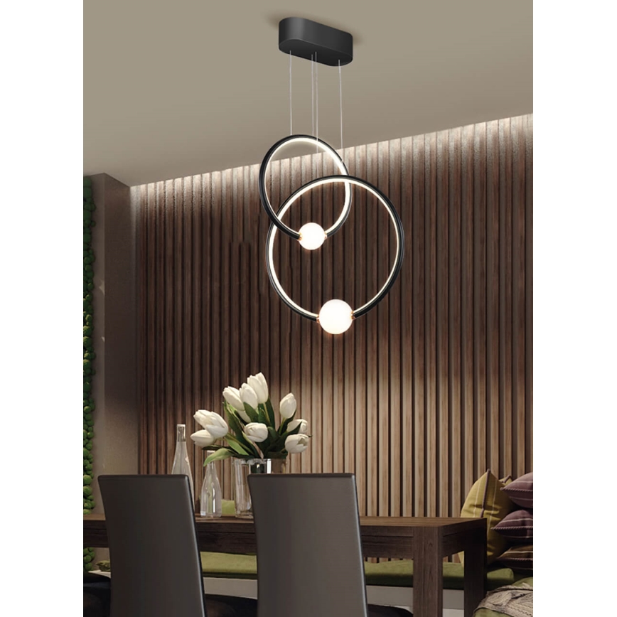 LED Dimmable chandelier on a string LIV LED/50W/230V black + remote control