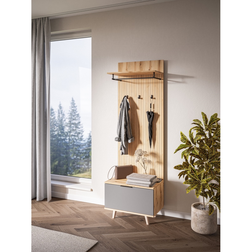KLEO entryway wall unit brown/graphite