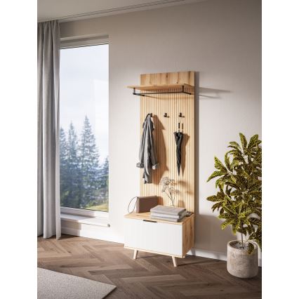 KLEO Entryway Wall Unit Brown/White