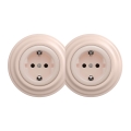 Kliklap - Double retro home socket with frame, SCHUKO 230V/16A, old-rose