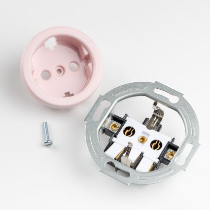 Kliklap - Double retro home socket with frame, SCHUKO 230V/16A, old-rose
