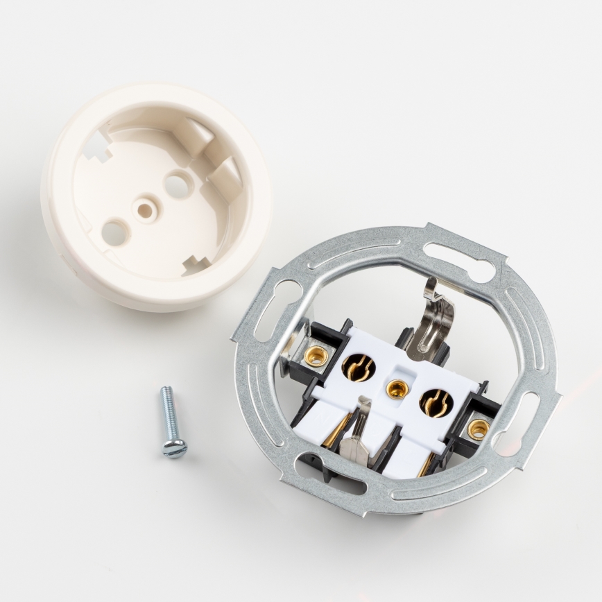Kliklap - Double Retro SCHUKO Wall Socket with Frame, 230V/16A, Beige