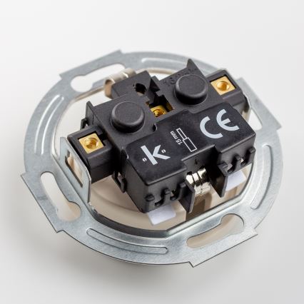 Kliklap - Double Retro SCHUKO Wall Socket with Frame, 230V/16A, Beige