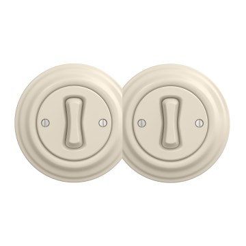 Kliklap - Double Retro Single-Pole Switch with Frame No. 1, Beige