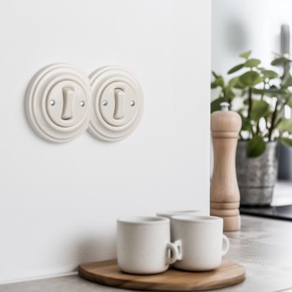 Kliklap - Double Retro Single-Pole Switch with Frame No. 1, Beige