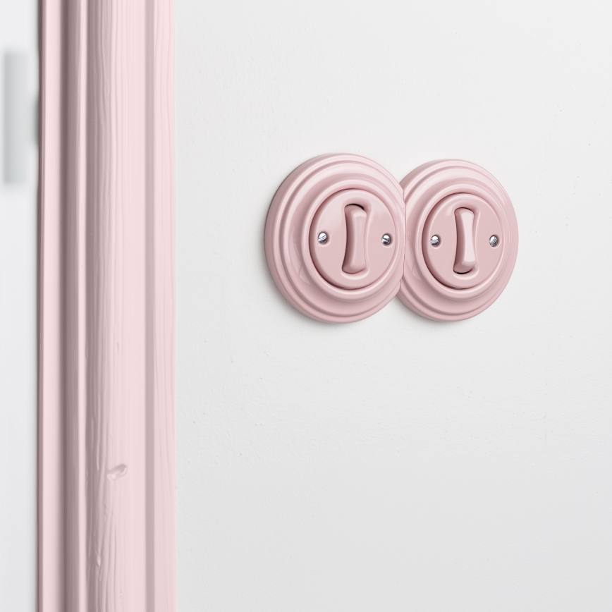 Kliklap - Double Retro Single-Pole Switch with Frame No. 1, Dusty Rose