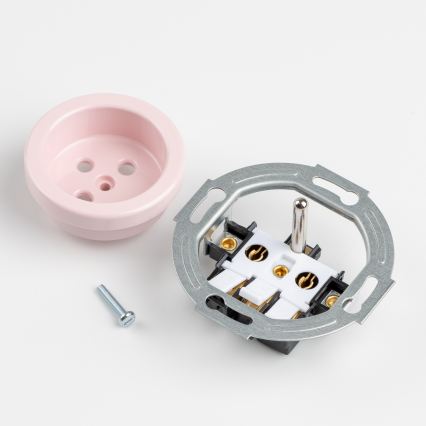 Kliklap - Double retro wall socket with frame 230V antique pink
