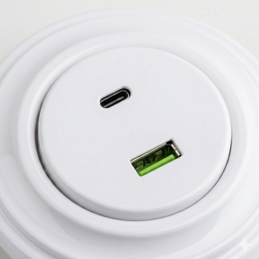 Kliklap - Retro A+C USB Socket with Frame, Snow White