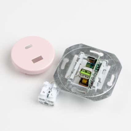 Kliklap - Retro A+C USB wall socket with frame, dusty rose