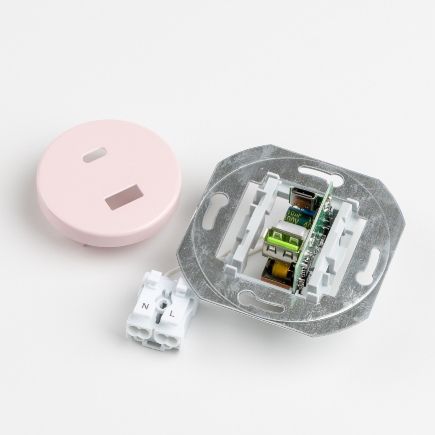 Kliklap - Retro A+C USB wall socket with frame, dusty rose