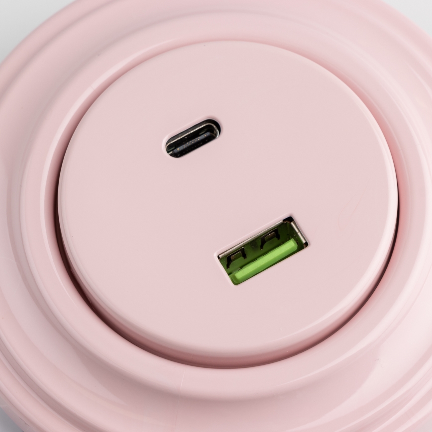 Kliklap - Retro A+C USB wall socket with frame, dusty rose