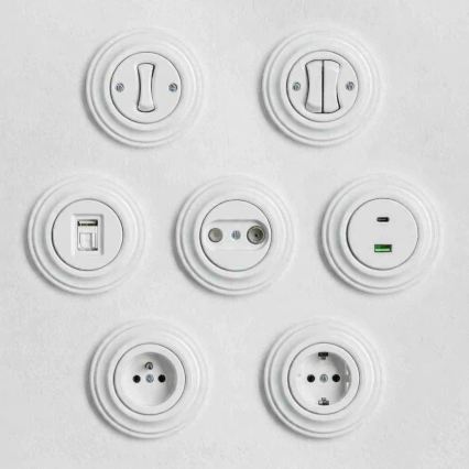 Kliklap - Retro Double Button with Frame, Snow White