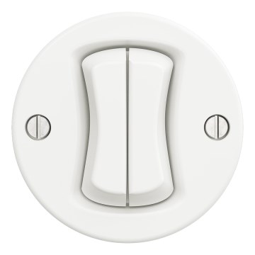 Kliklap - Retro Double-gang Staircase Light Switch, Frameless, No. 6+6, Snow White