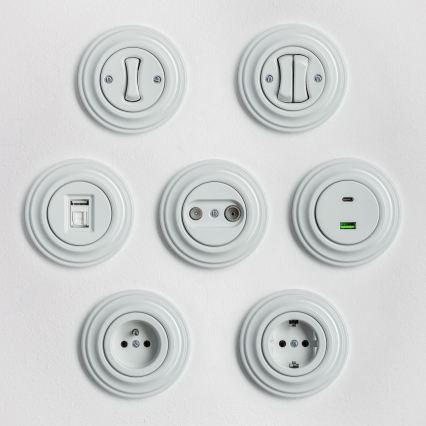 Kliklap - Retro Double-gang Staircase Light Switch, Frameless, No. 6+6, Snow White