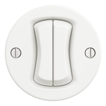 Kliklap - Retro double push-button, frameless, white