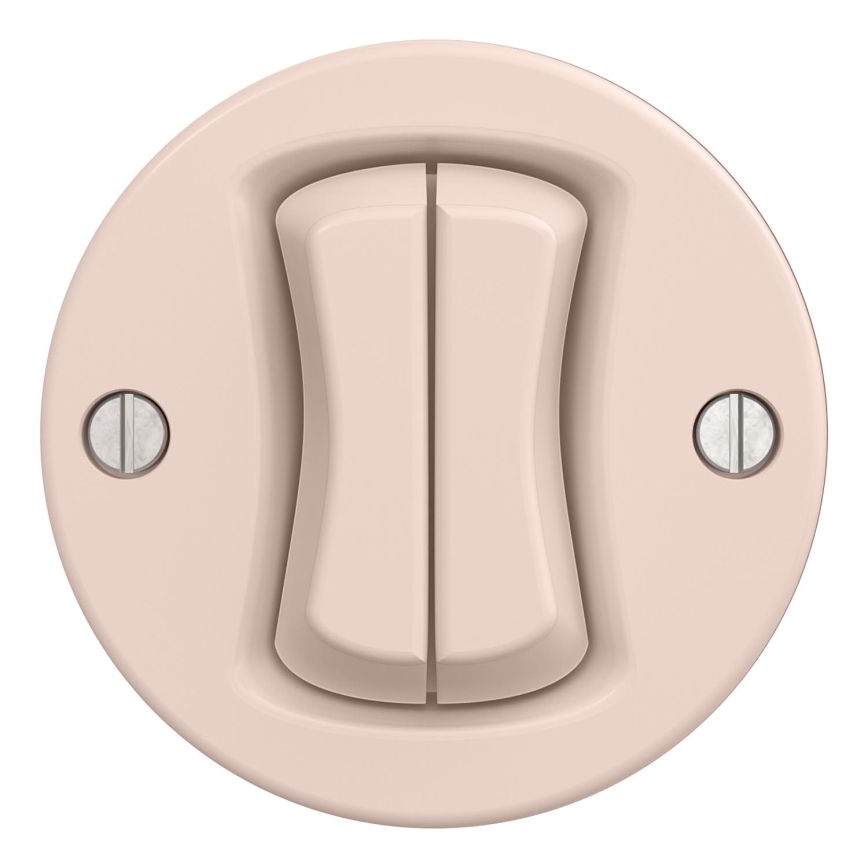 Kliklap - Retro Double Staircase Switch, Frameless, No. 6+6, Dusty Rose