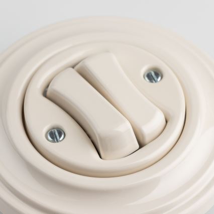 Kliklap - Retro Double Staircase Switch with Frame No. 6+6, Beige