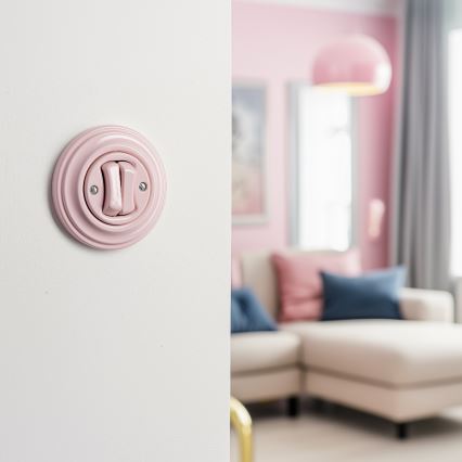 Kliklap - Retro Double Staircase Switch with Frame No. 6+6, Dusty Rose