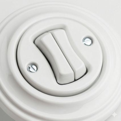 Kliklap - Retro Double Staircase Switch with Frame No. 6+6 in Snow White