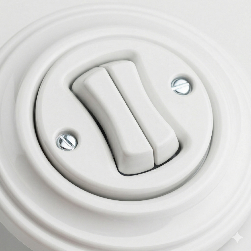 Kliklap - Retro Double Staircase Switch with Frame No. 6+6 in Snow White