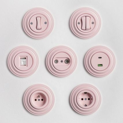 Kliklap - Retro double switch with frame, dusty rose