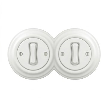 Kliklap - Retro Dual Single-Pole Switch with Frame No. 1, Snow White
