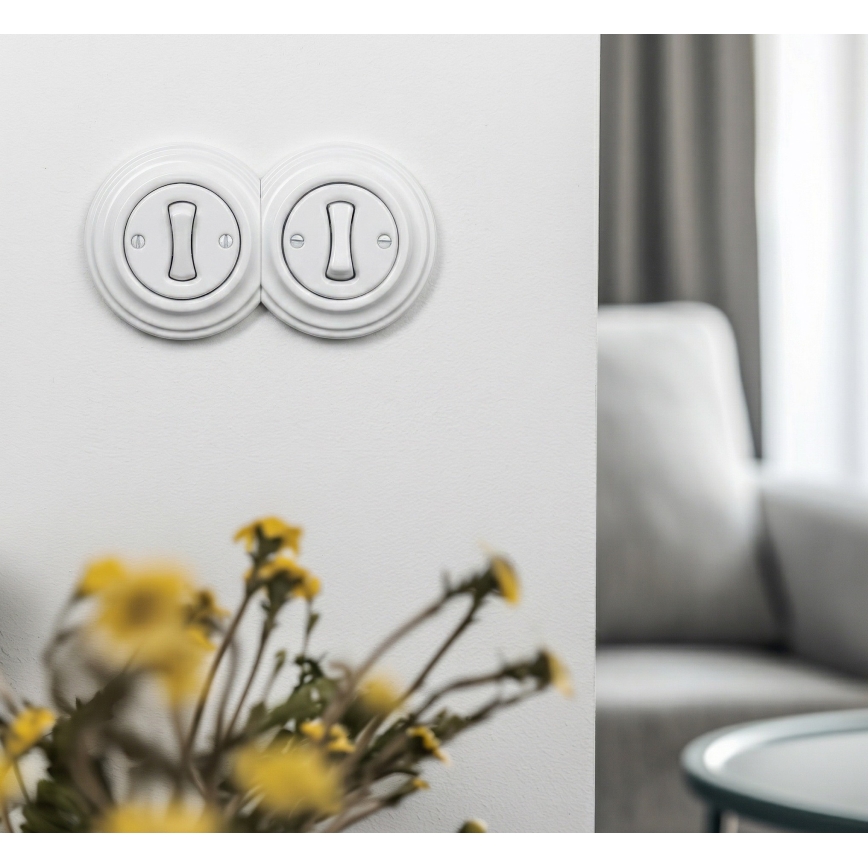 Kliklap - Retro Dual Single-Pole Switch with Frame No. 1, Snow White