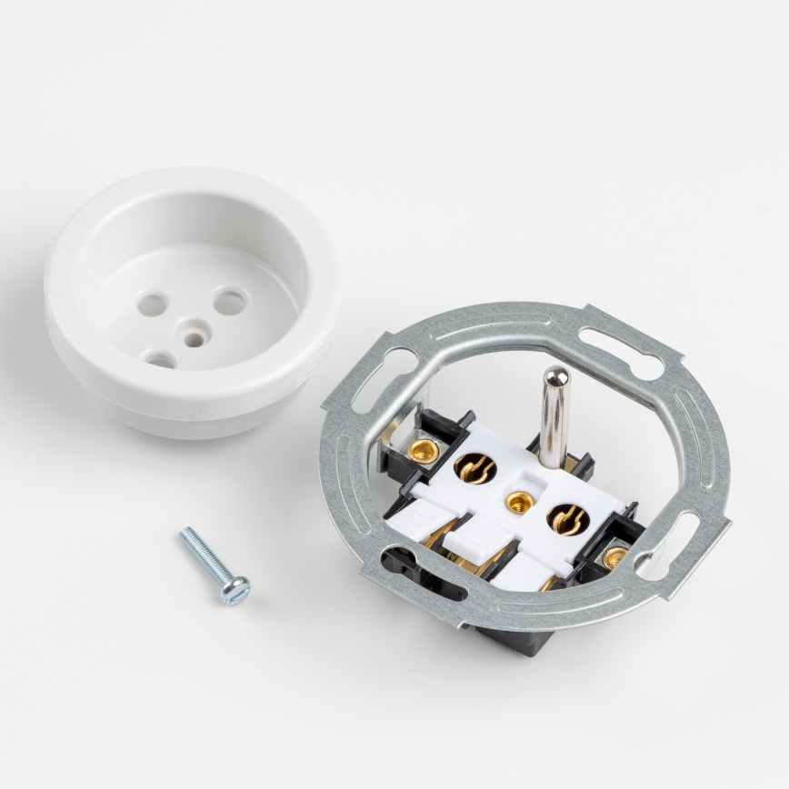 Kliklap - Retro Frameless 230V White Ceramic Wall Socket