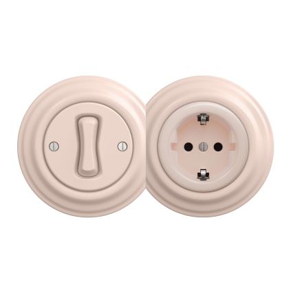 Kliklap - Retro frameless SCHUKO home outlet 230V/16A, antique pink