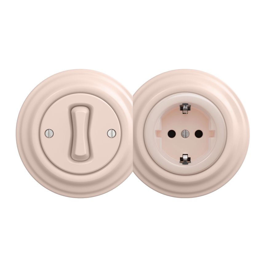 Kliklap - Retro frameless SCHUKO home outlet 230V/16A, antique pink
