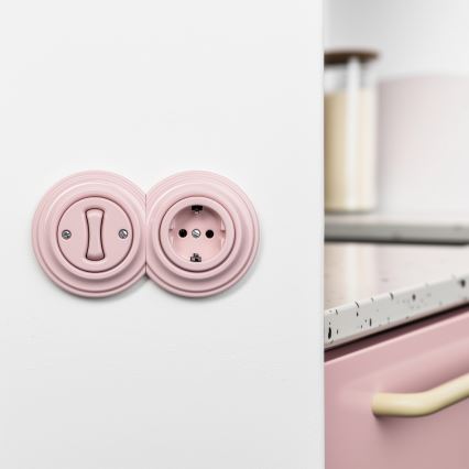Kliklap - Retro frameless SCHUKO home outlet 230V/16A, antique pink