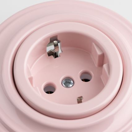 Kliklap - Retro SCHUKO 230V/16A Wall Socket with Frame, Antique Pink