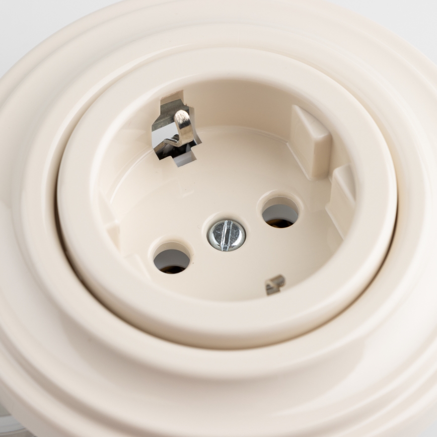 Kliklap - Retro SCHUKO wall outlet with frame, 230 V / 16 A, beige